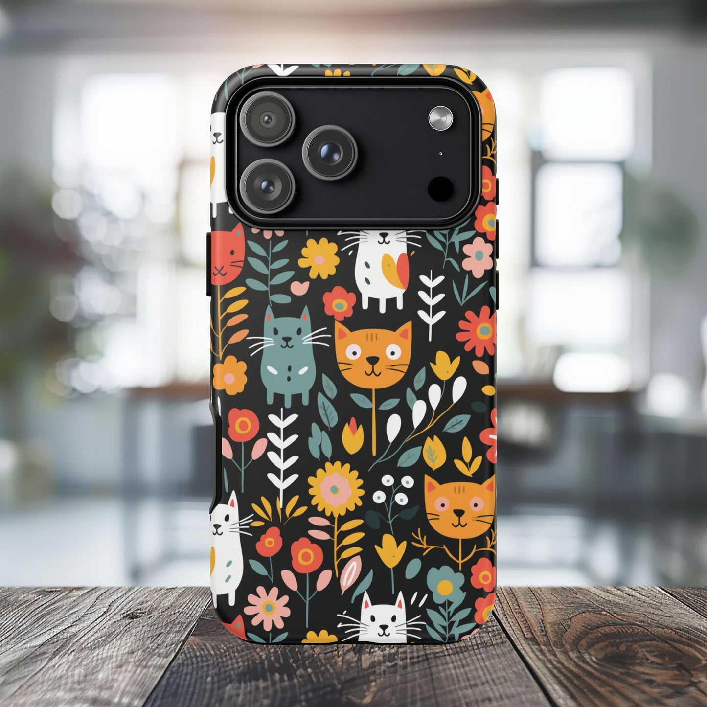 Whimsical Feline Garden iPhone, Samsung or Google Pixel Tough Cases