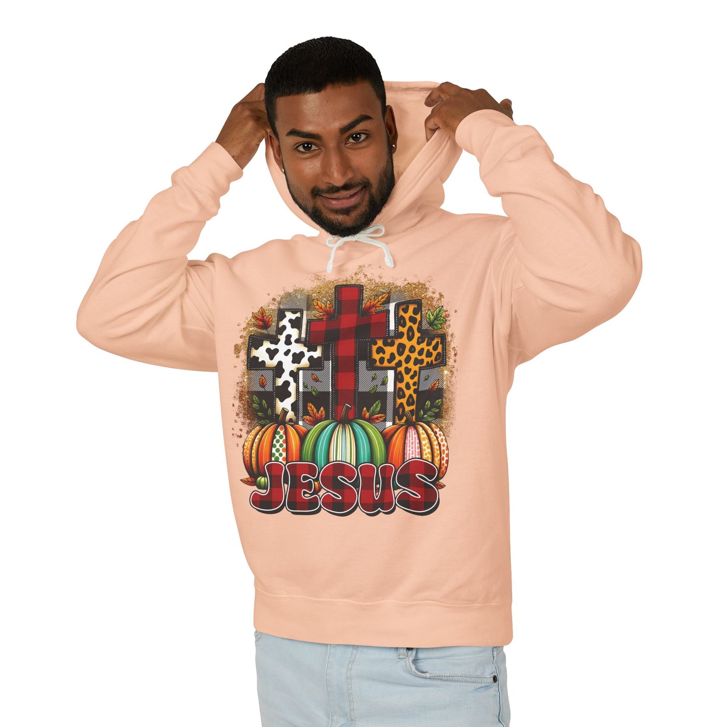 Faithful Harvest Cross Unisex Lightweight Hooded Sweatshirt