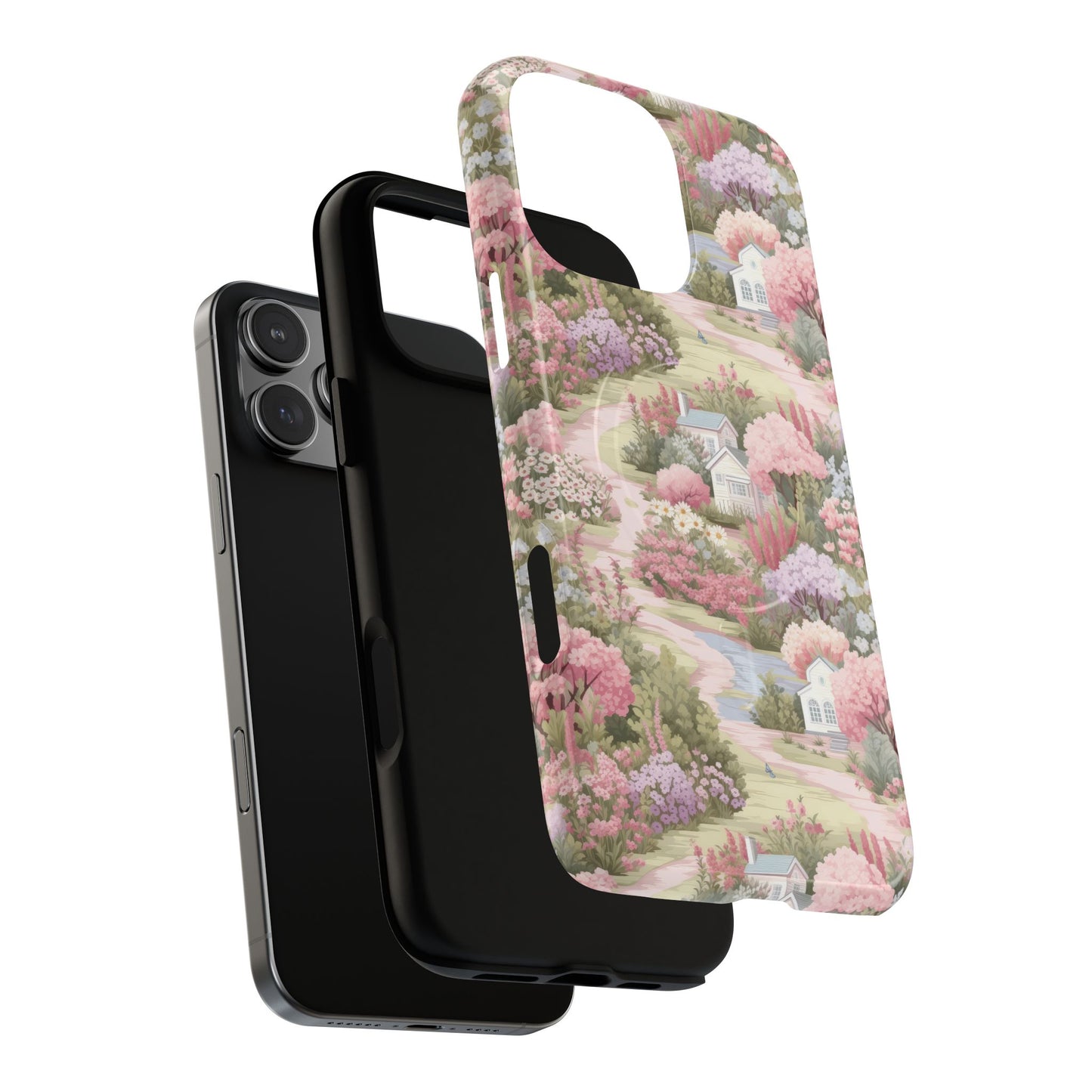 Whispers of Spring Lane Tough iPhone Magnetic Case, Floral iPhone Protection, Gift for Nature Lovers, Spring Accents, Durable Design, Customizable iPhone Cases