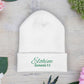 Green Embroidered 'ELOHIM, GENESIS 1:1' Classic Cuffed Beanie - Cozy Winter Hat, Streetwear Accessory, Personalized Gifts, Religious Apparel, Unisex Beanie