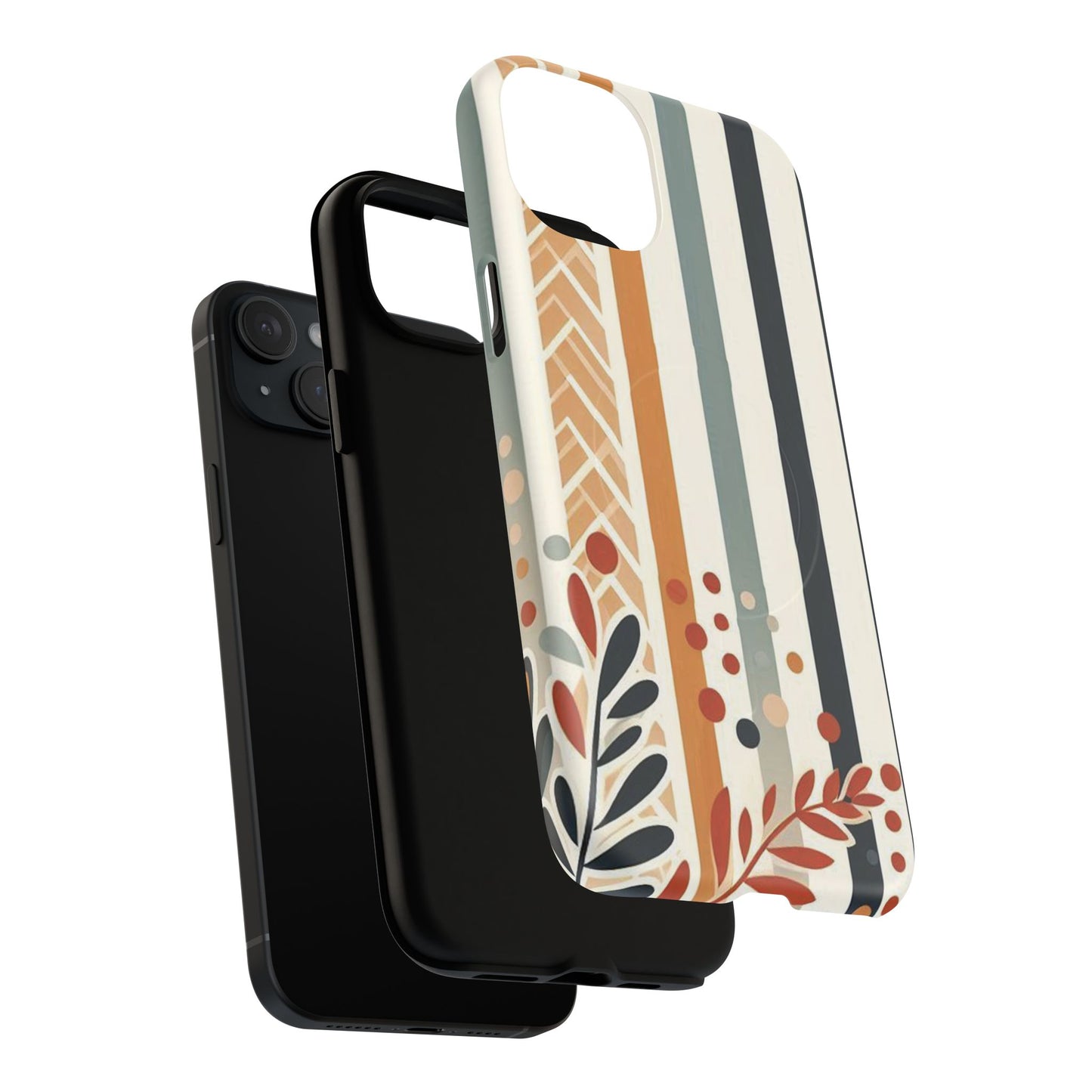 Terracotta Trails Tough Magnetic iPhone Cases for Everyday Use, Floral Patterned Stability Case, Gift for Her, Durable iPhone Accessory.