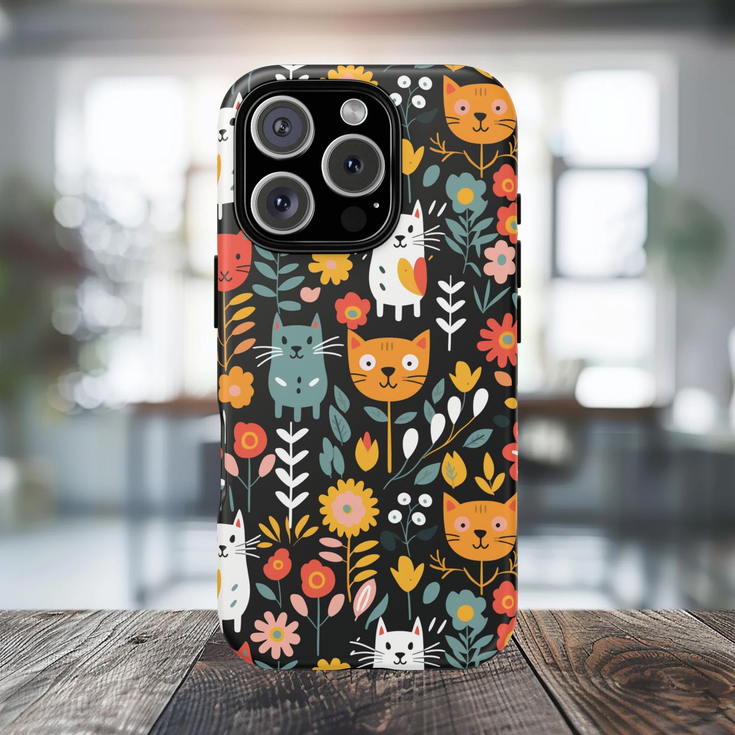 Whimsical Feline Garden iPhone, Samsung or Google Pixel Tough Cases