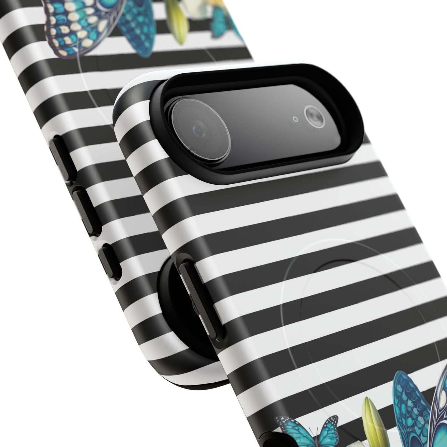 Daffodil Flutter Tough iPhone Magnetic Case, Floral iPhone Accessories, Stylish iPhone Cover, Black Striped Design, Gift for Her, Trendy iPhone