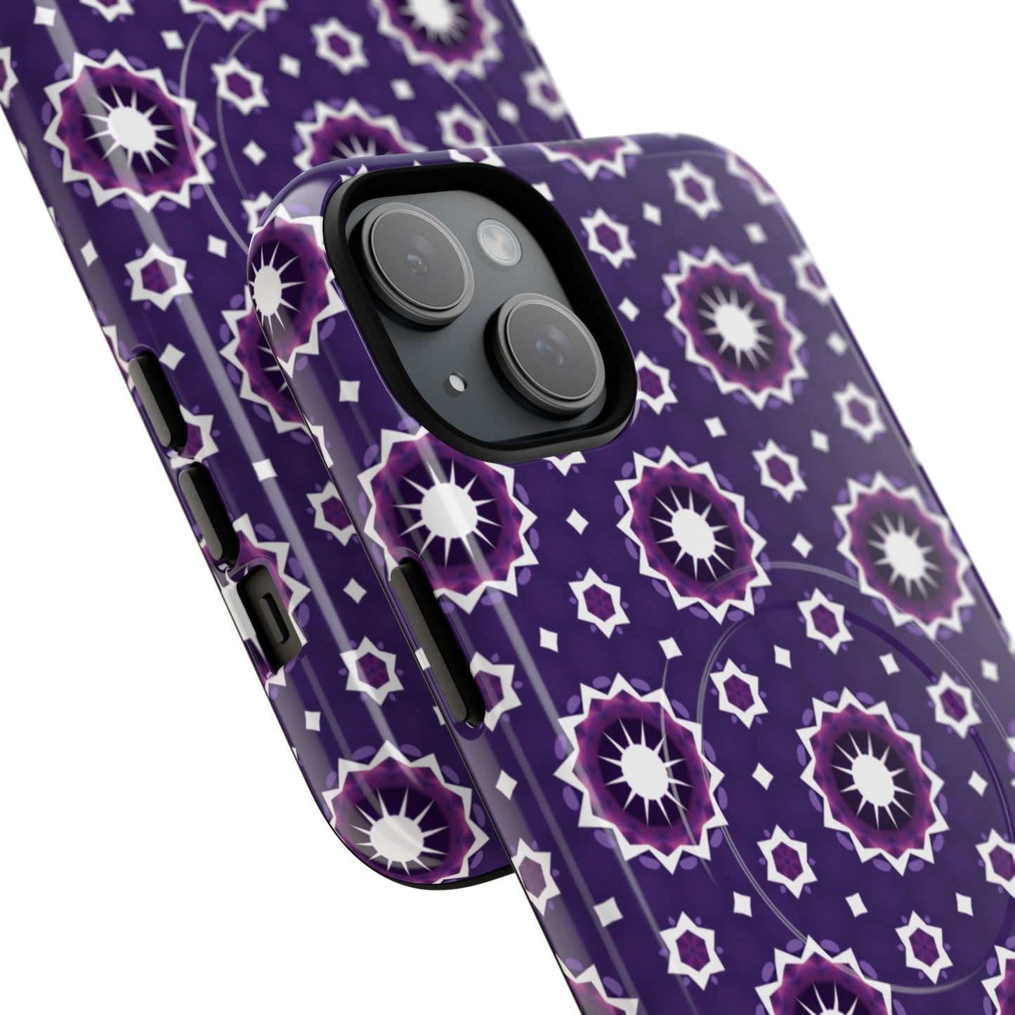 Violet Nova Bloom Stylish Tough Magnetic iPhone Case, Purple Floral iPhone Cover, Durable Cell iPhone Protector, Gift for Her, Mother's Gift