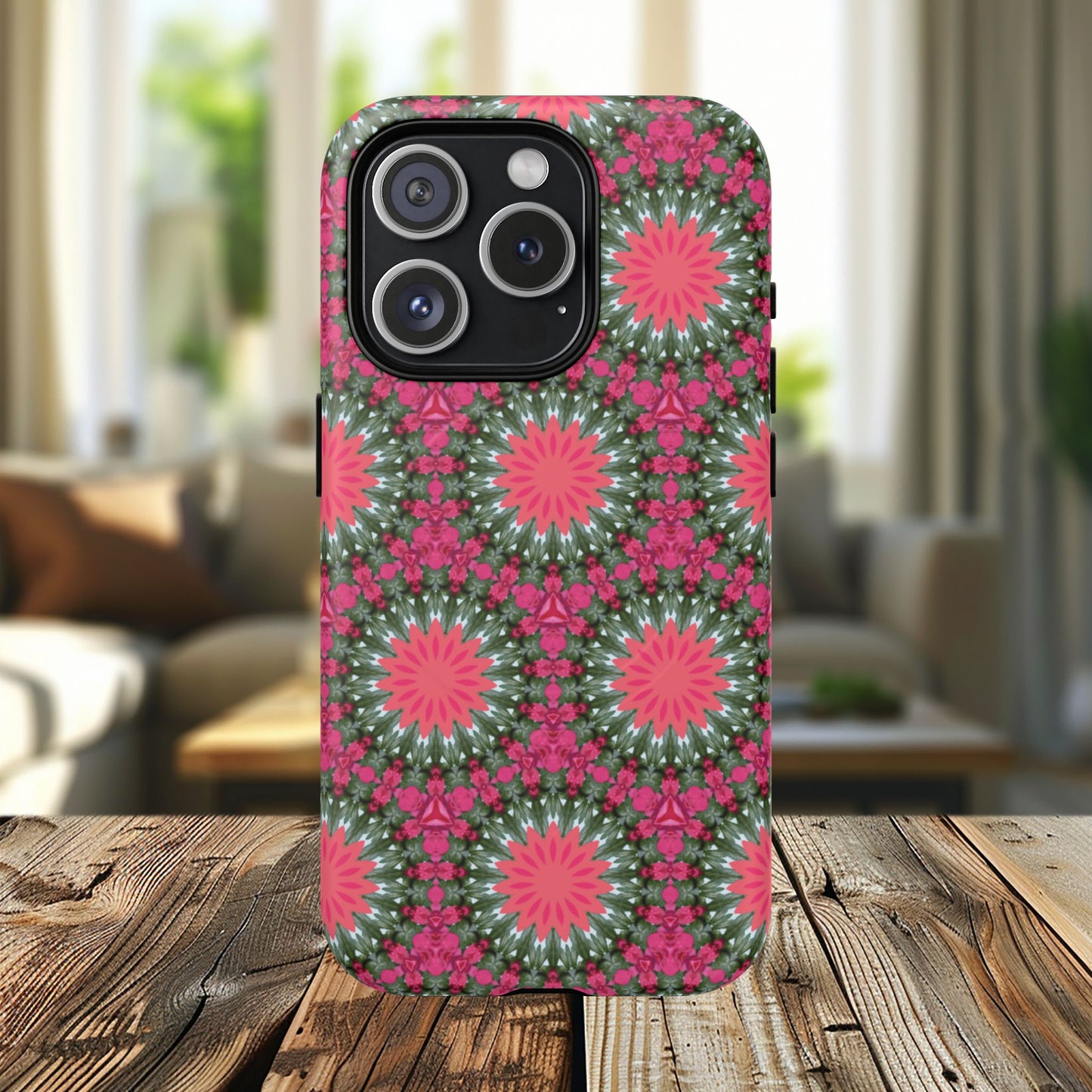 Floral KaleidoBloom iPhone Case, Tough Magnetic Cases, Floral iPhone Cover, Stylish Tech Accessory, Durable Design, Vibrant Gift Idea