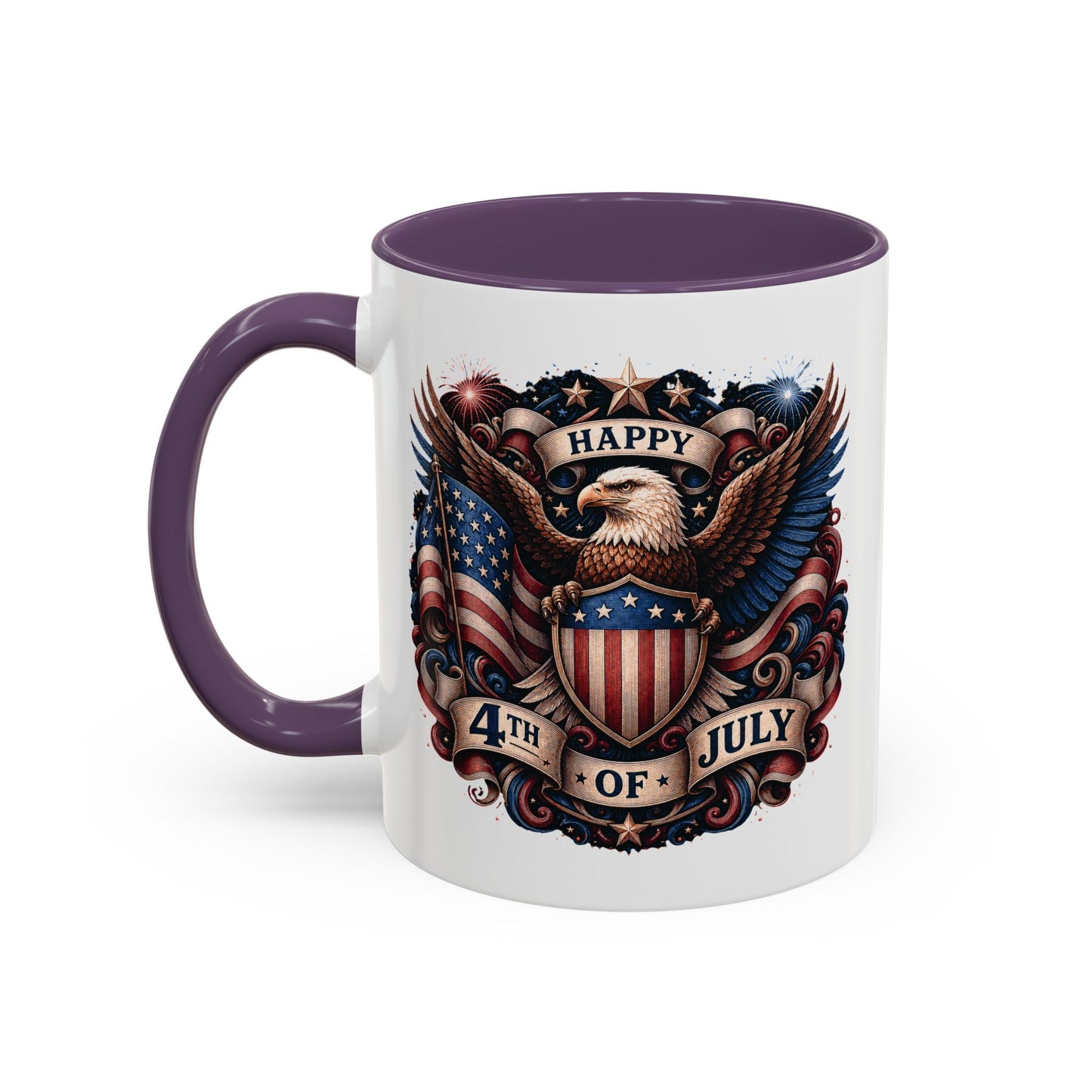 4th of July Eagle Coffee Mug — Patriotic American Flag Accent Mug (11/15oz)