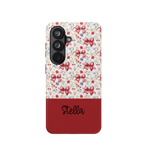 Personalized Rosette Coquette Floral Bow iPhone and Samsung Impact-Resistant Case — Custom Name Case