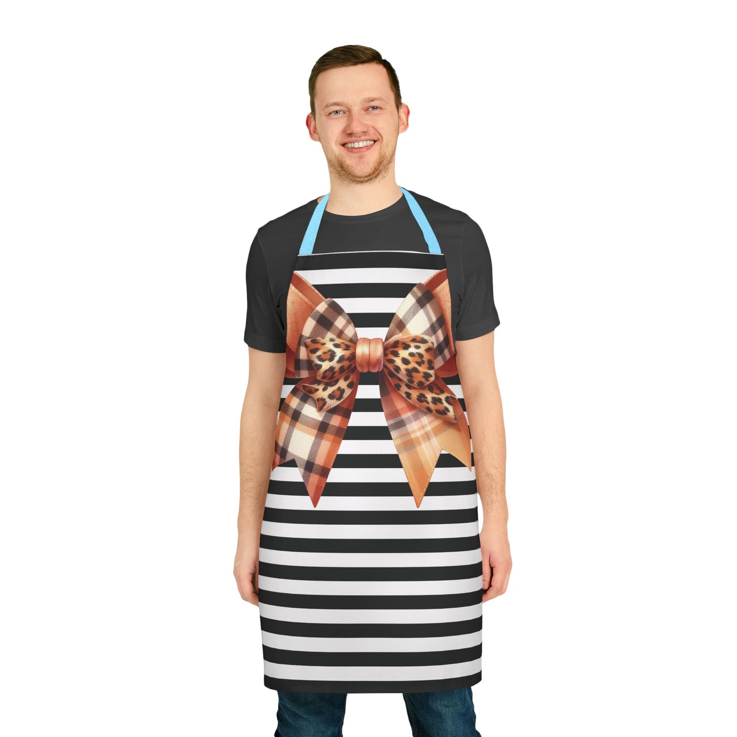 Striped Brown Bow Chef's Apron