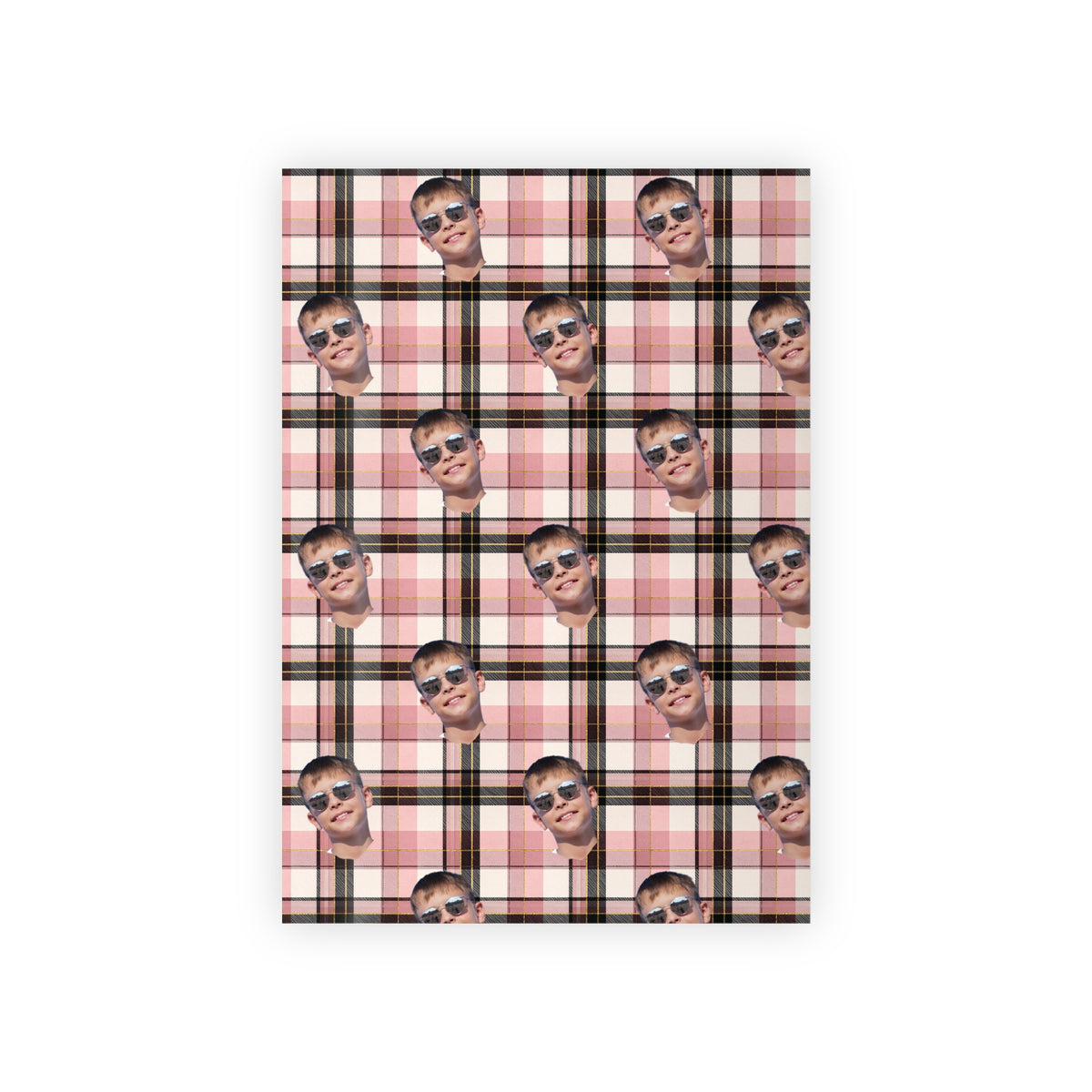Personalized Photo Plaid Wrapping Paper Roll — Custom Face Gift Wrap