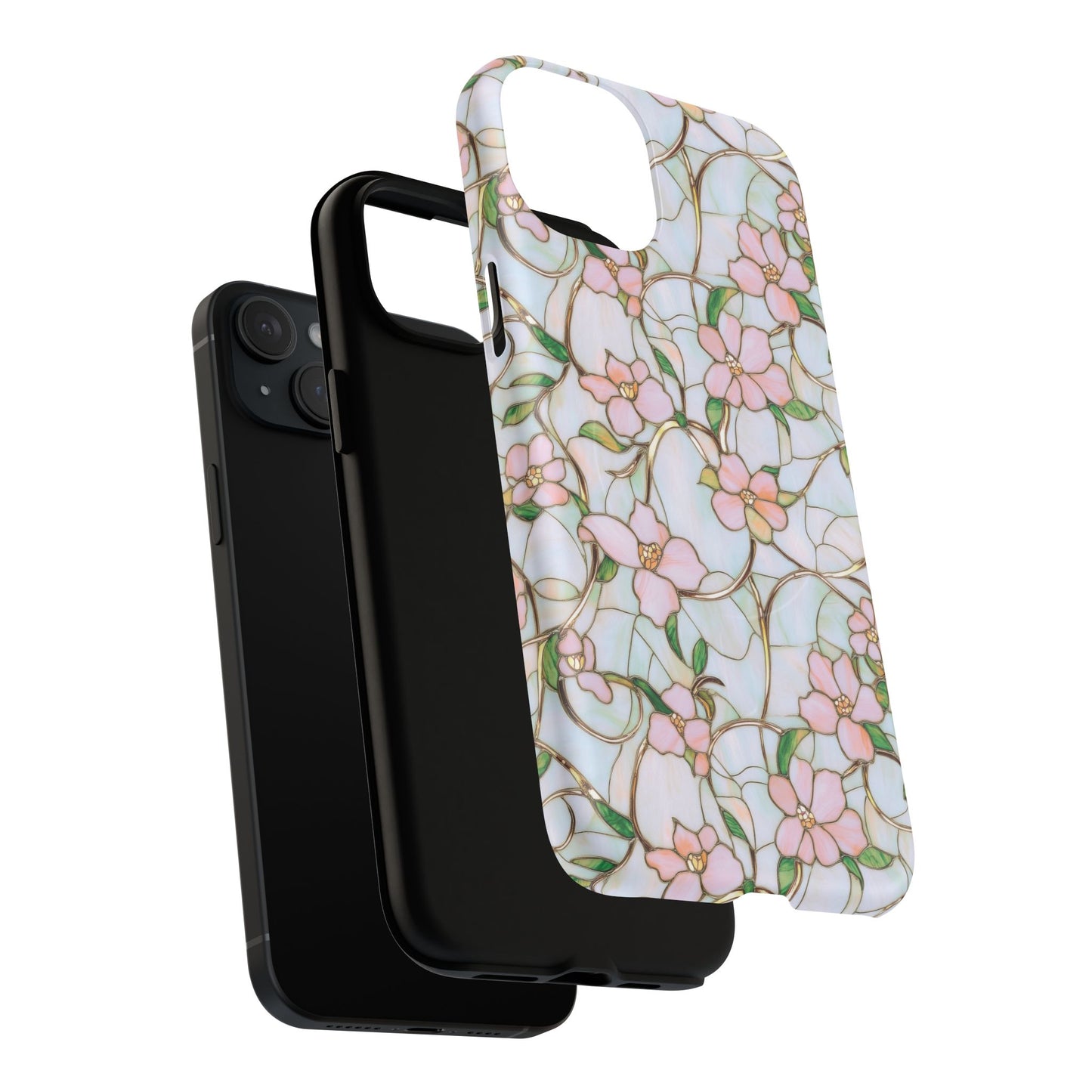 Blossom Veins Tough iPhone Magnetic Cases, Elegant Floral Designs, iPhone Floral Stained Glass Stylish Accessory, Protective Mobile Cover, Unique Gift Idea