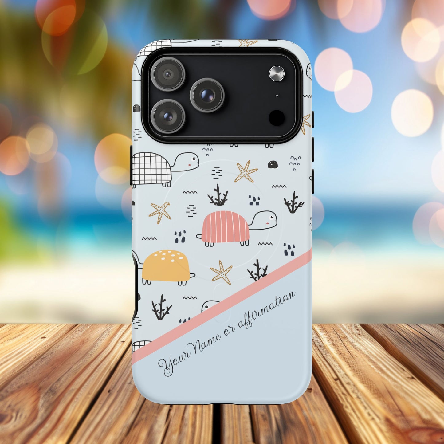 Personalized Cute Turtle Tough Magnetic MagSafe® Cell Cover, Ocean Theme Case, Sea Life Gift for Beach Lovers, iPhone® 13, 14, iPhone 15, iPhone 16, iPhone 17, Pro, Pro Max, Plus Cases.