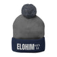 Pom-Pom Knit Cap with 'ELOHIM, GENESIS 1:1'  Embroidery Beanie - Stylish Winter Accessory for All Ages, Perfect Gift for Birthdays, Holidays, and Outdoor Activities
