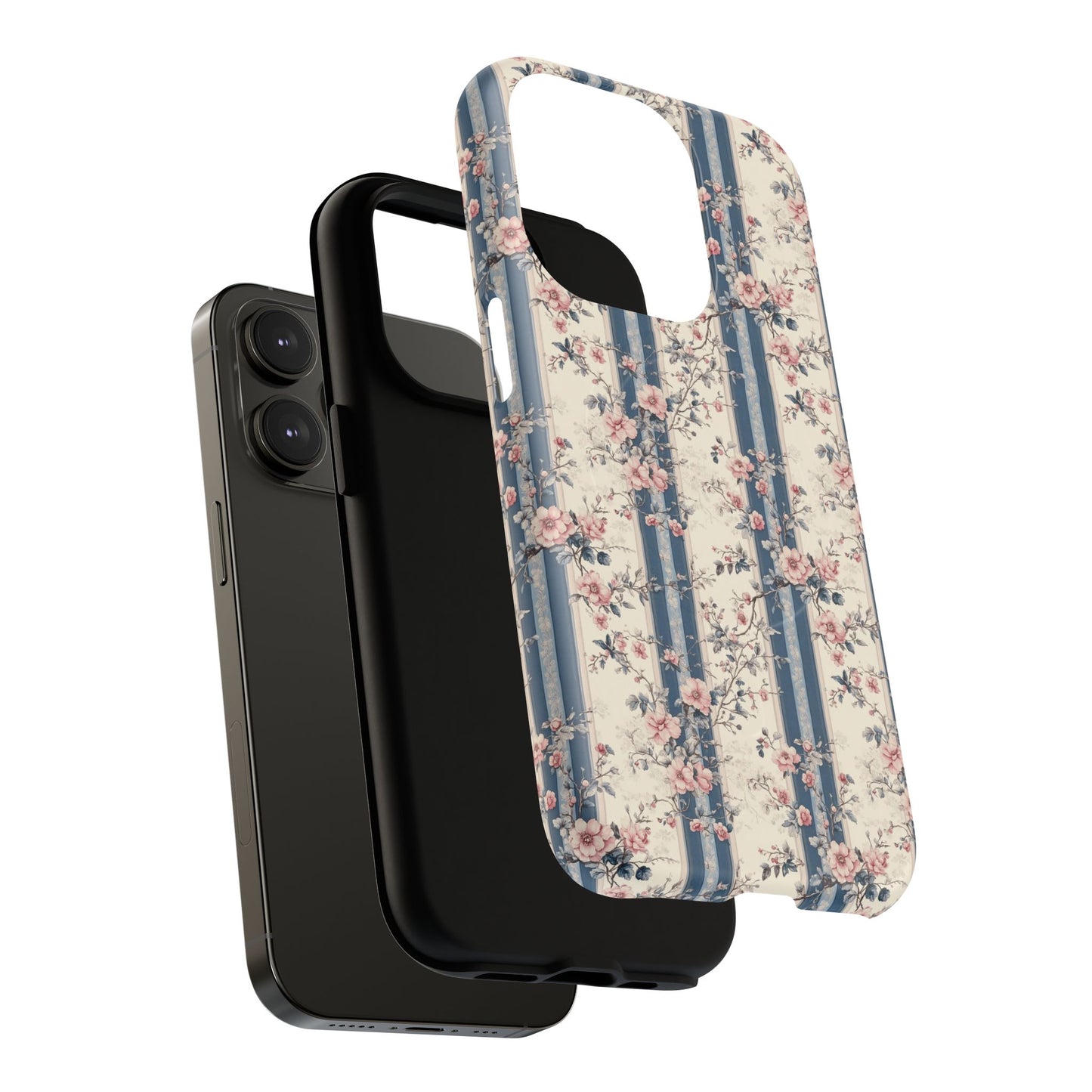 Victorian Rose Stripe iPhone Case, Tough Magnetic Cases for Stylish Protection, Flower Pattern iPhone Cover, Trendy Gift Idea for Her