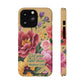 Floral Bible Verse Phone Case with Card Holder — "Let Your Light Shine" (Matthew 5:16)
