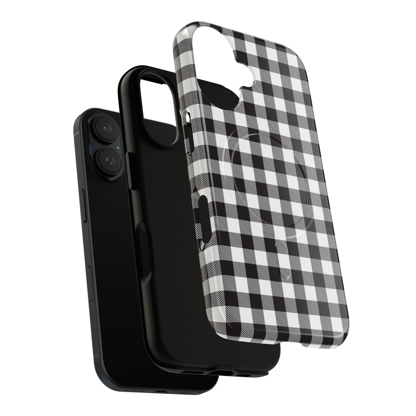 Black and White Gingham Phone Case, Tough Magnetic Cases, Stylish Phone Cover, Gift for Her, Trendy Phone Accessory, Checkered Print