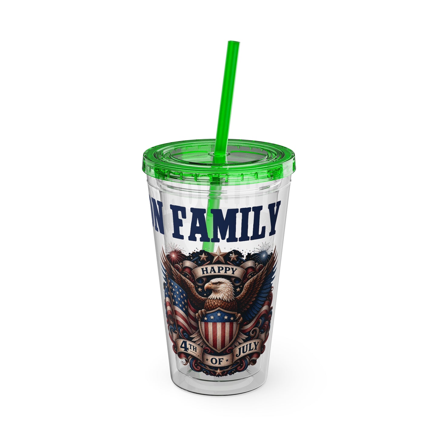 Patriotic Eagle 16oz Tumbler with Straw — "Happy 4th of July" USA Design