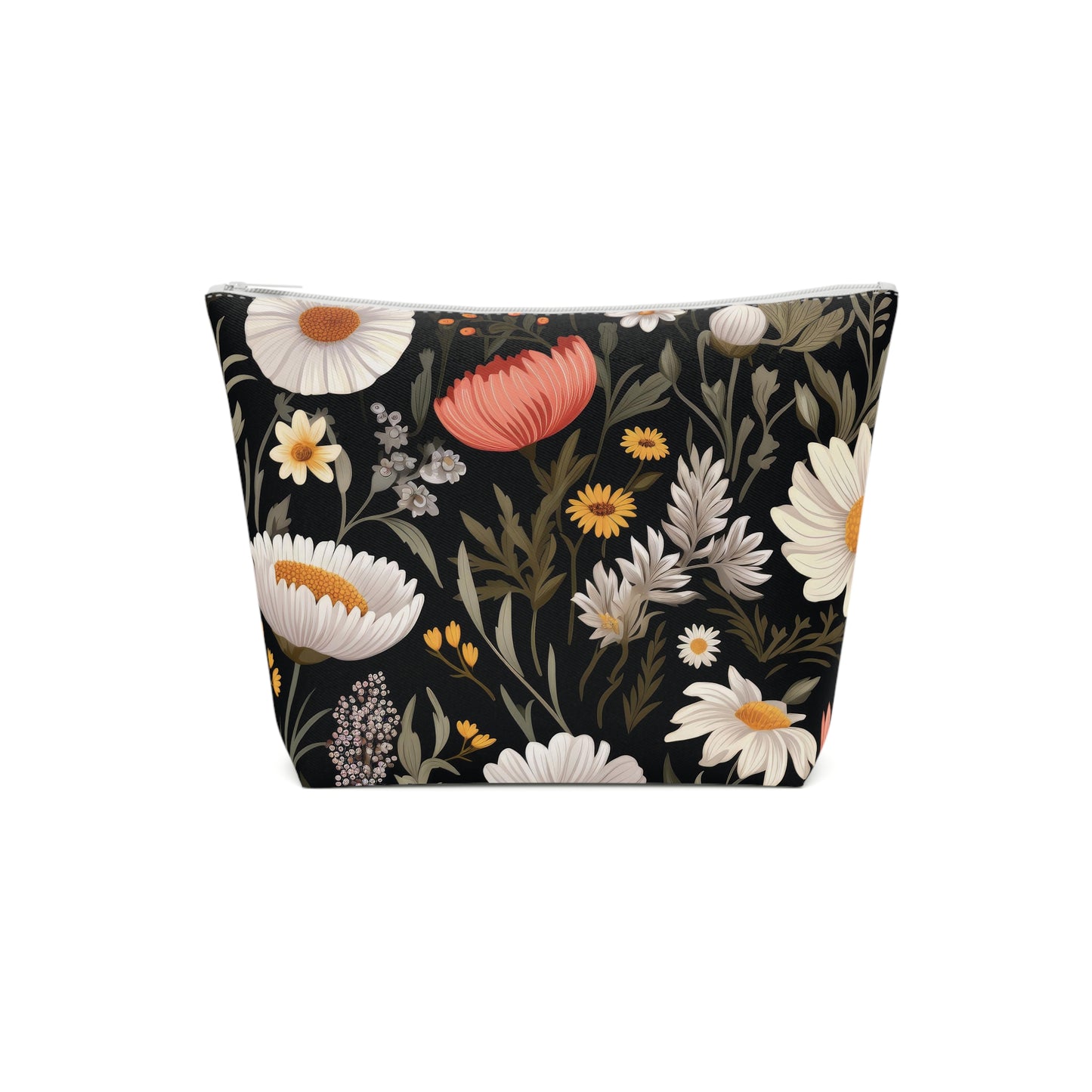 Blossom Elegance: Noir Garden Cotton Cosmetic Bag