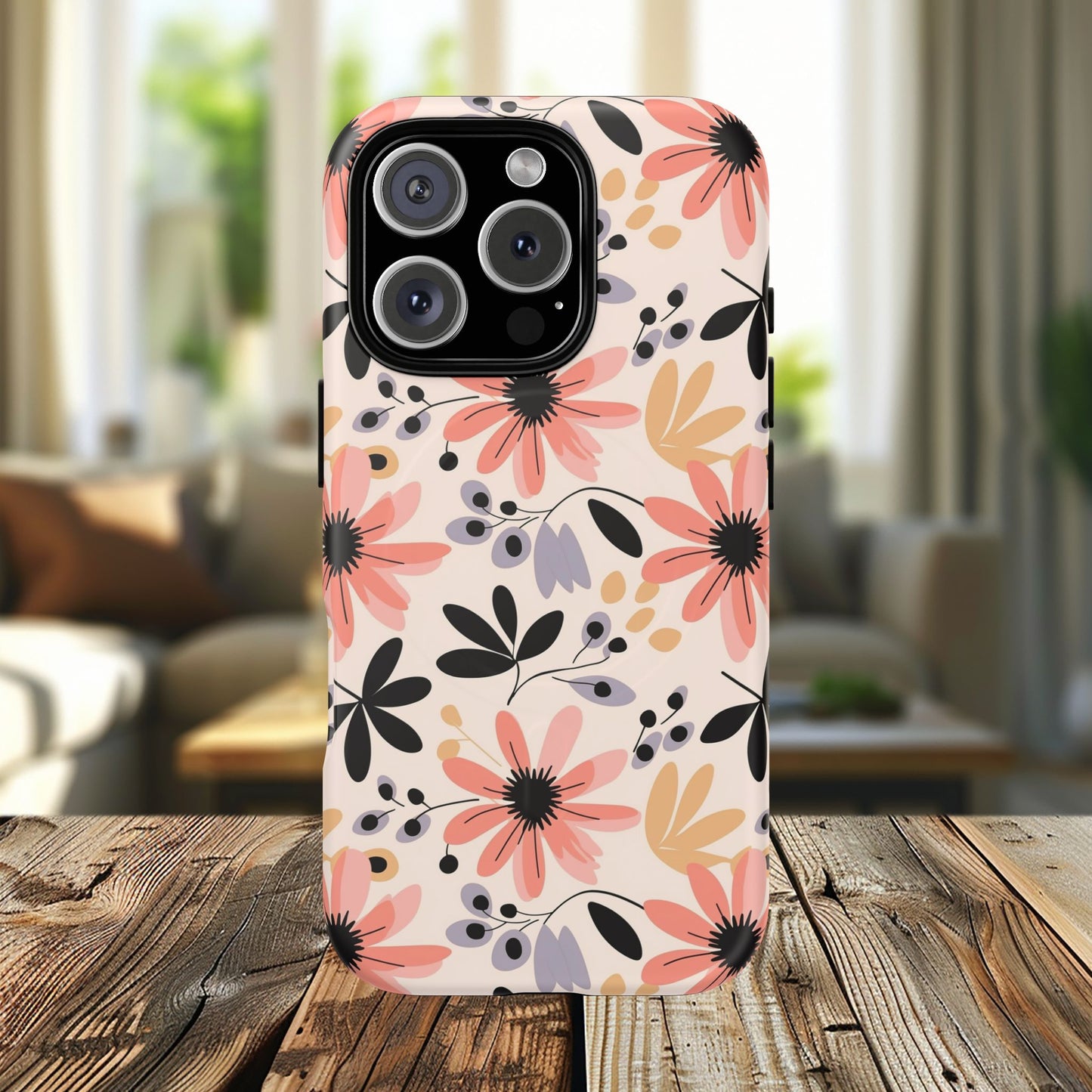 Stylish Soft Petal Noir iPhone Case, Floral iPhone Accessory for Her, Tough iPhone Magnetic Cases, Trendy iPhone Cover, Gift for Friends, Summer Vibes