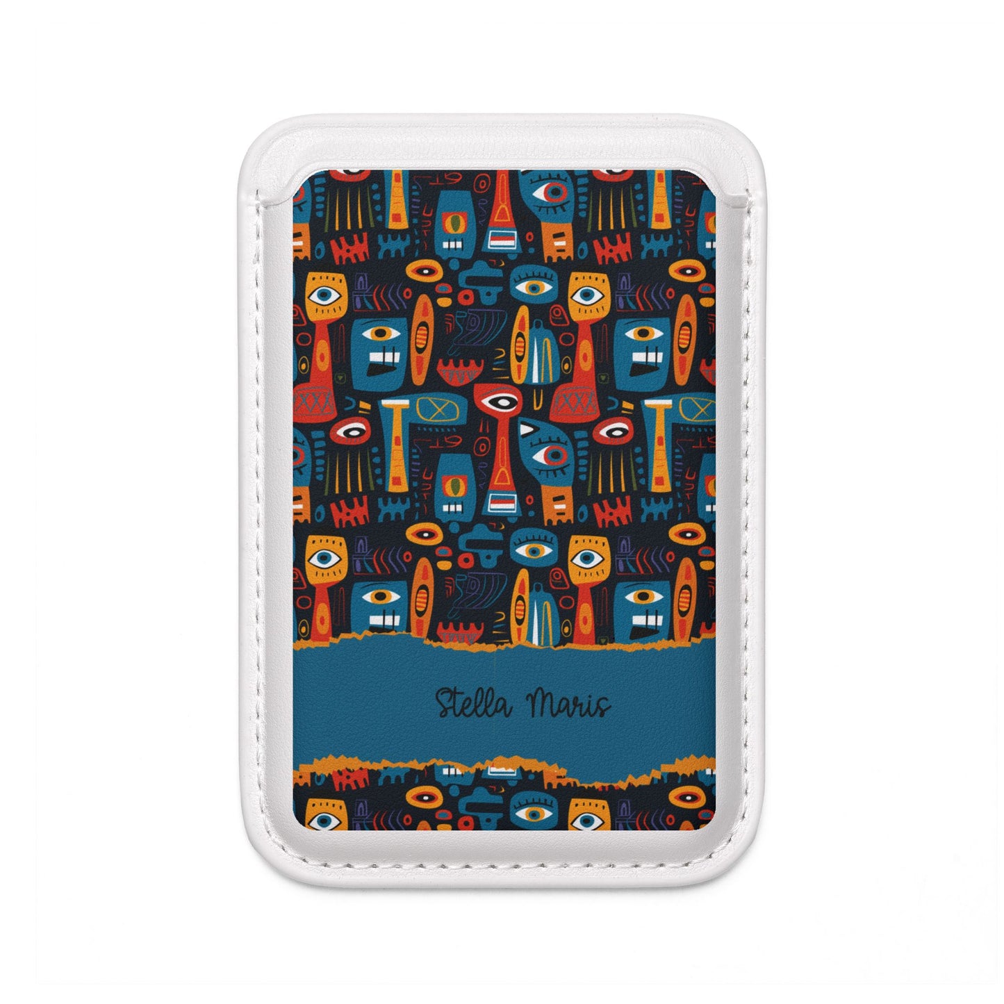 Personalized Magsafe Vegan Wallet — Colorful Abstract Faces Card Holder.