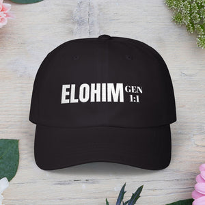 Classic Embroidery Dad Cap with 'ELOHIM, GENESIS 1:1' - Faith-Based Hat, Casual Wear, Gift for Dad, Christian Accessory, Summer Fashion