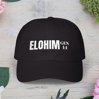 Classic Embroidery Dad Cap with 'ELOHIM, GENESIS 1:1' - Faith-Based Hat, Casual Wear, Gift for Dad, Christian Accessory, Summer Fashion