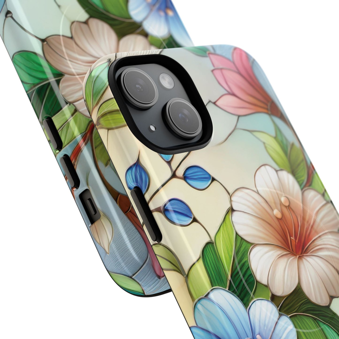 Rose Petal Mosaic Tough iPhone Magnetic Case, Durable Protection, Stylish iPhone Design, Gift for Her, Nature Lover, Unique Stained Glass  Accessory