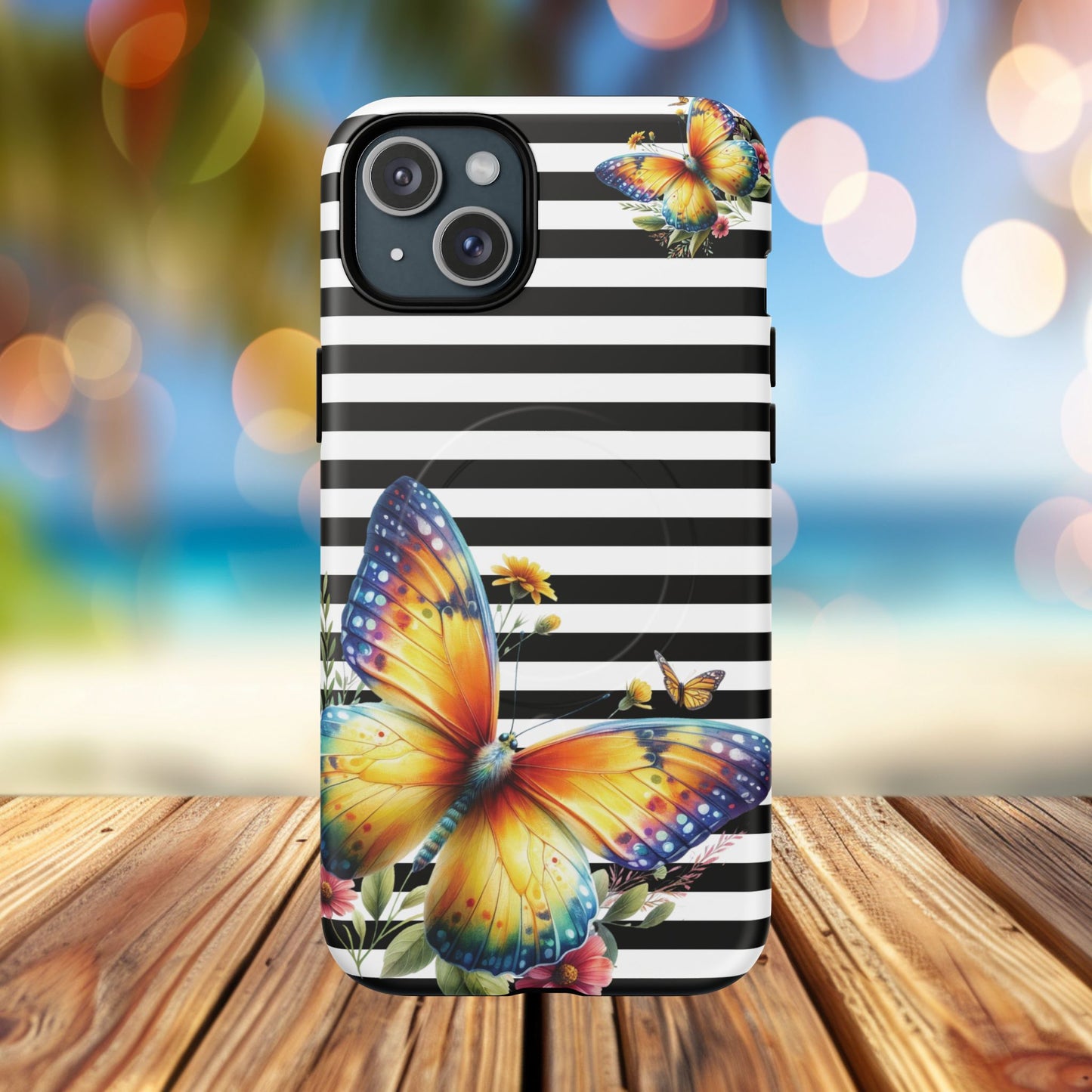 Botanic Flight Tough iPhone Magnetic Cases, Floral iPhone Cover, Stylish Tech Accessory, Gift for Nature Lovers, Butterfly Design, Unique Phone Protector
