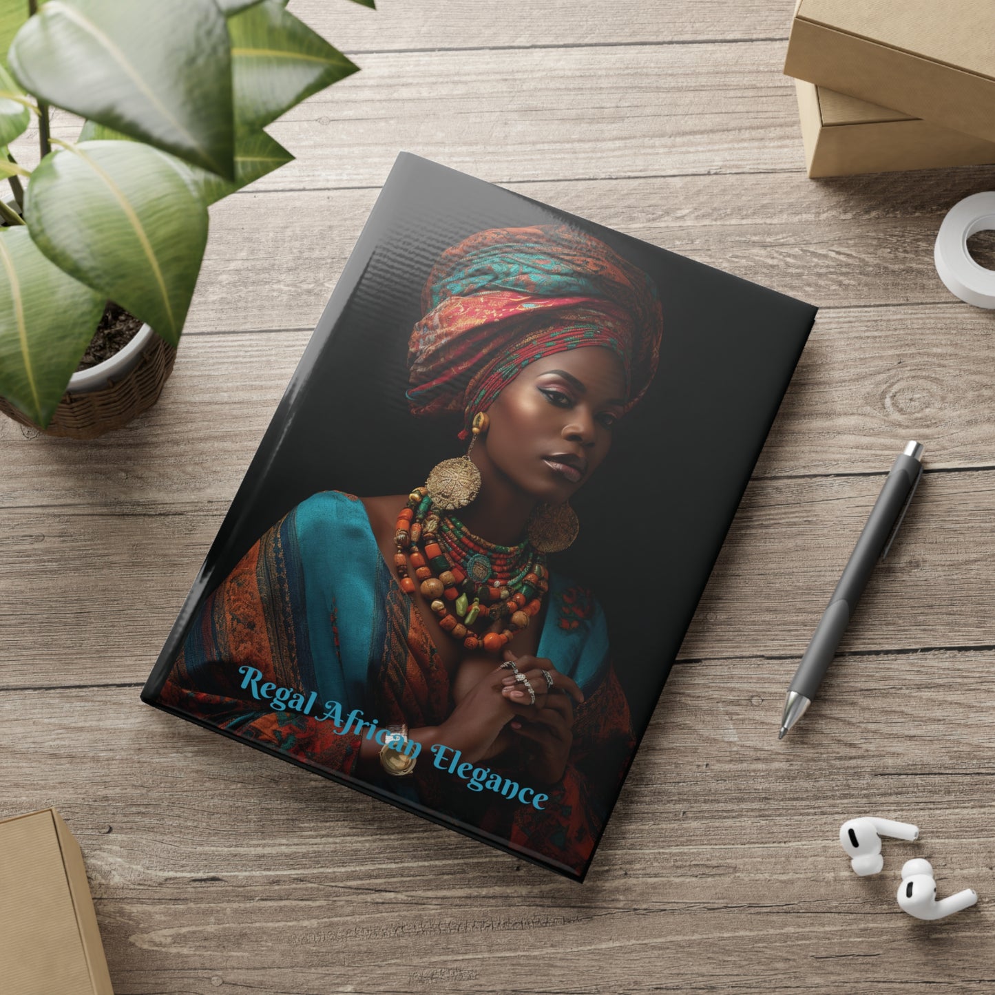 Regal African Elegance, Ethnic Beauty and Elegance Hardcover Notebook with Puffy Covers