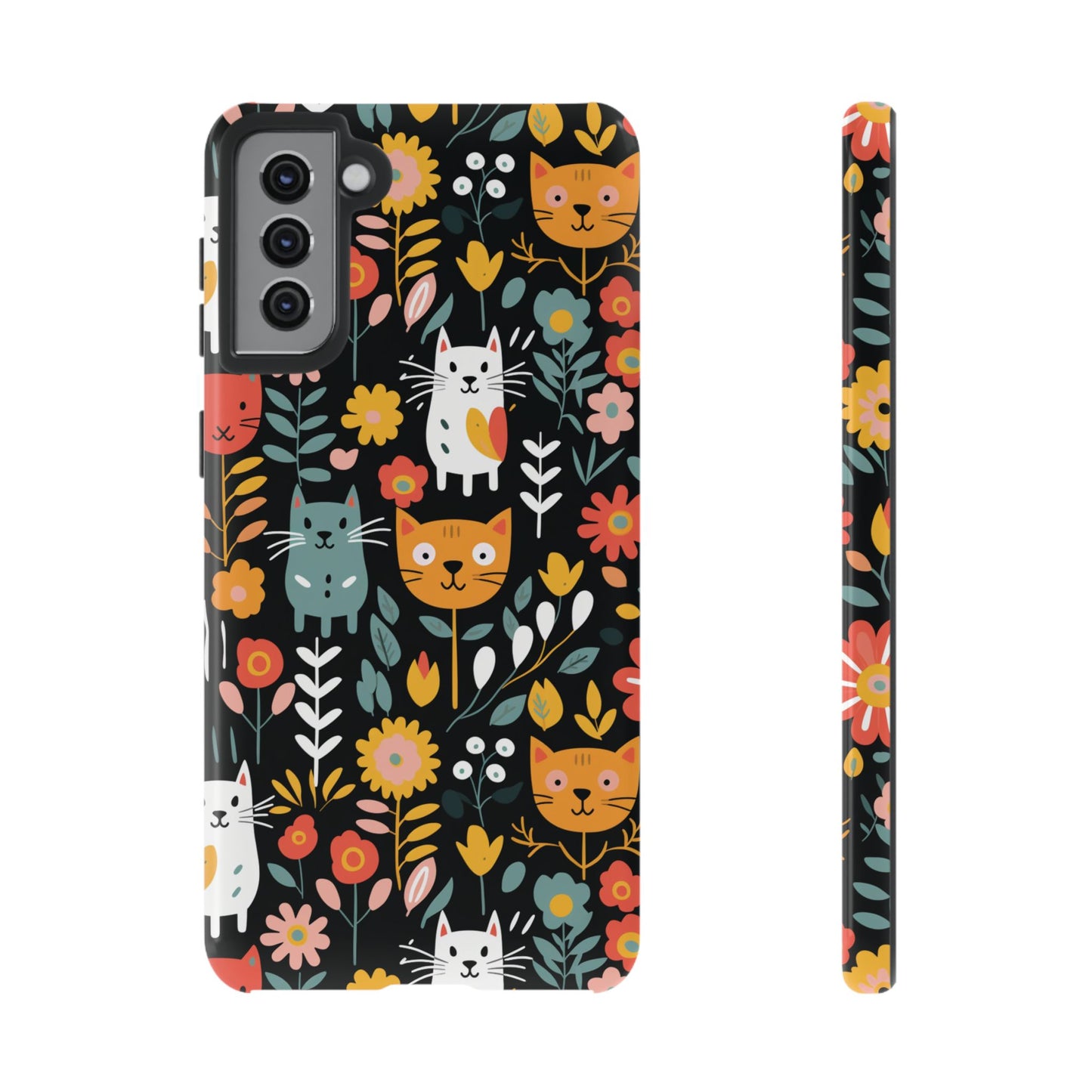 Whimsical Feline Garden iPhone, Samsung or Google Pixel Tough Cases