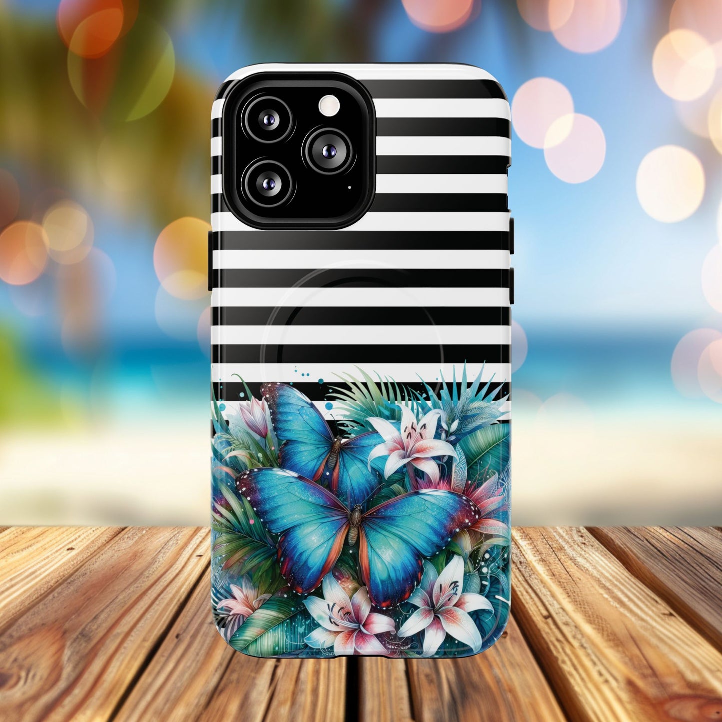 Wings of Wonder Tough iPhone Magnetic Case, Stylish Protection, Durable iPhone Cover, Butterfly Design Gift, Floral Case,Trendy Tech Accessory.