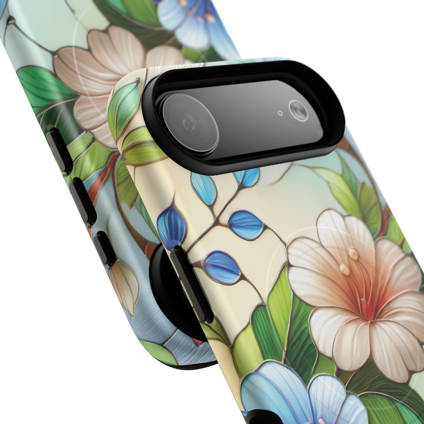 Rose Petal Mosaic Tough iPhone Magnetic Case, Durable Protection, Stylish iPhone Design, Gift for Her, Nature Lover, Unique Stained Glass  Accessory