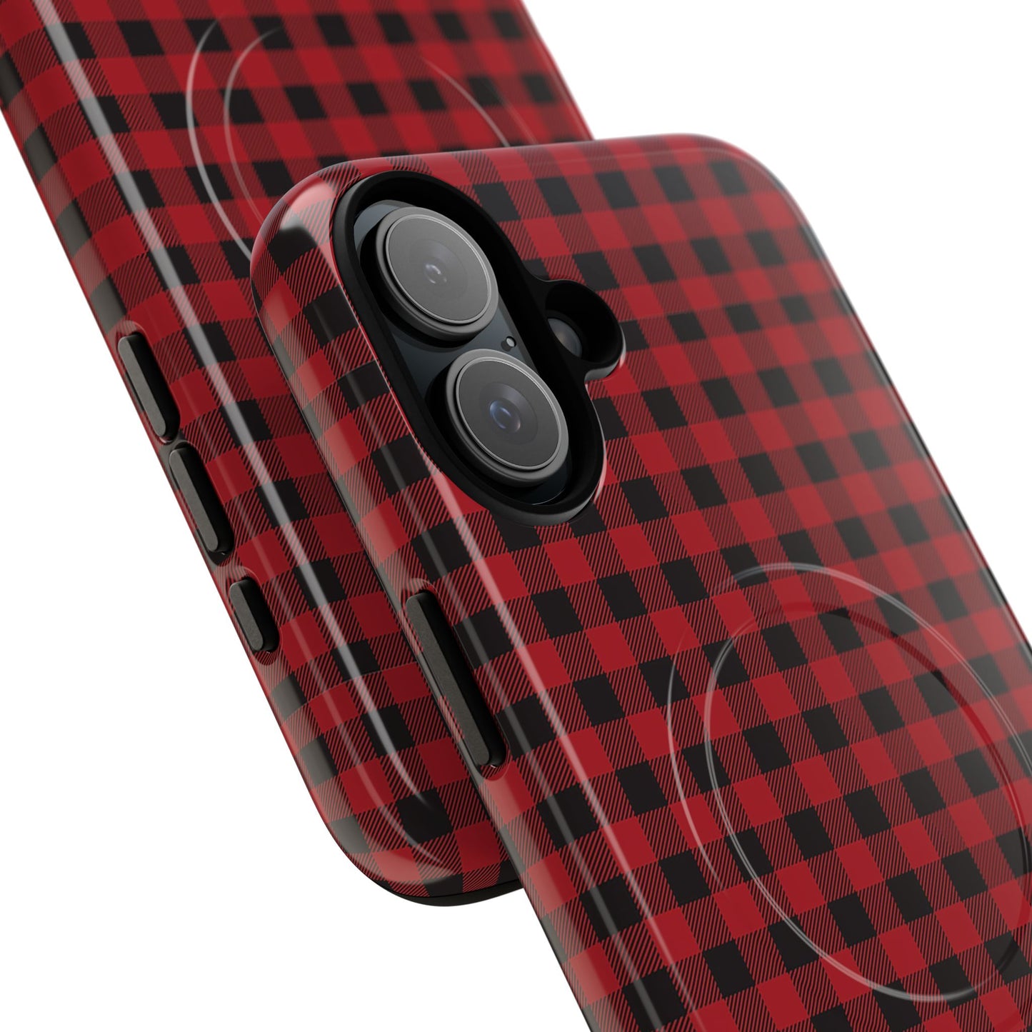 Tough Magnetic Phone Case - Red Plaid, Durable, Stylish Protection for iPhones, Gift for Outdoor Lovers, Unique Phone Cover