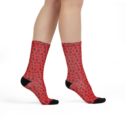 Winter Wonderland Red Sublimation Crew Socks