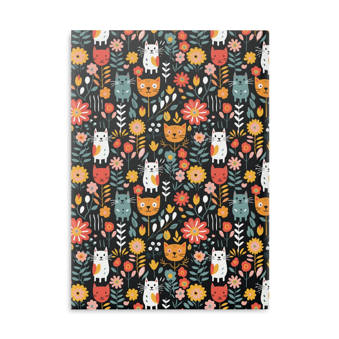 Whimsical Feline Garden Hardcover Notebook with Puffy Covers