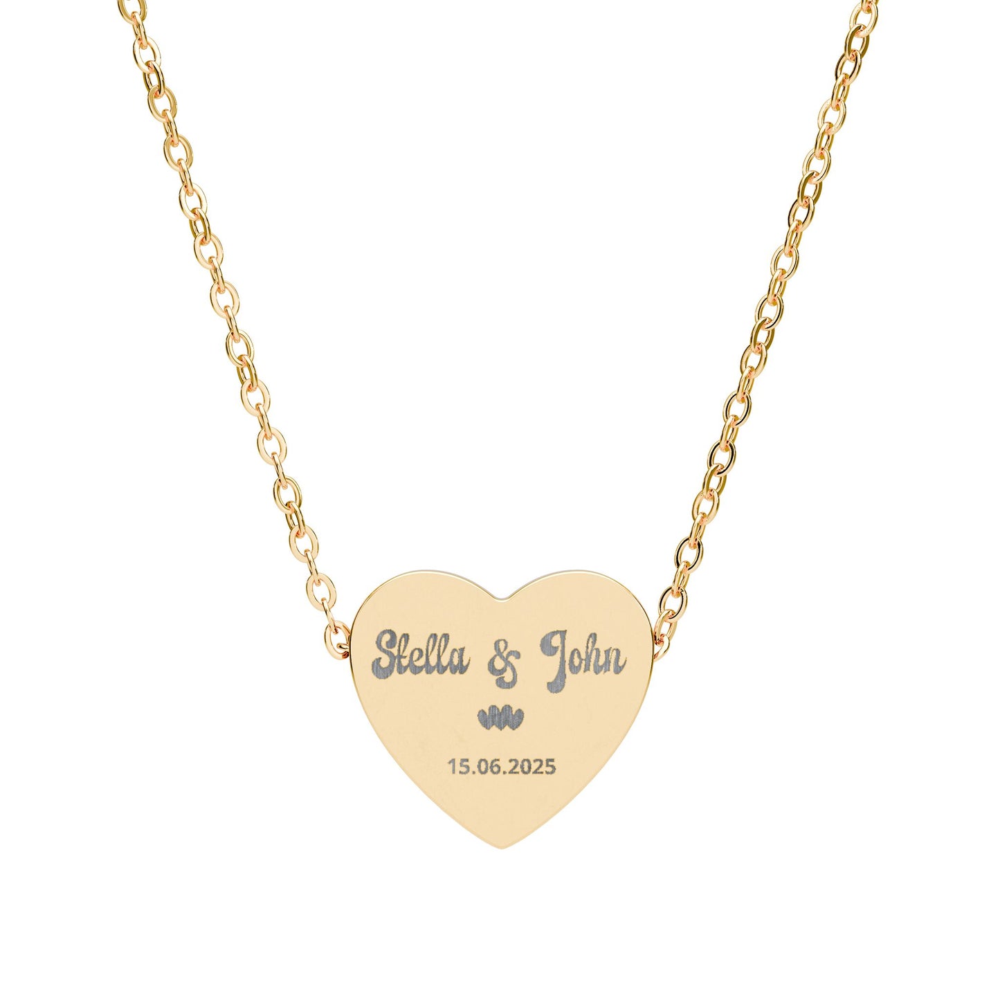Engravable Heart Necklace — Personalized Name & Date Pendant