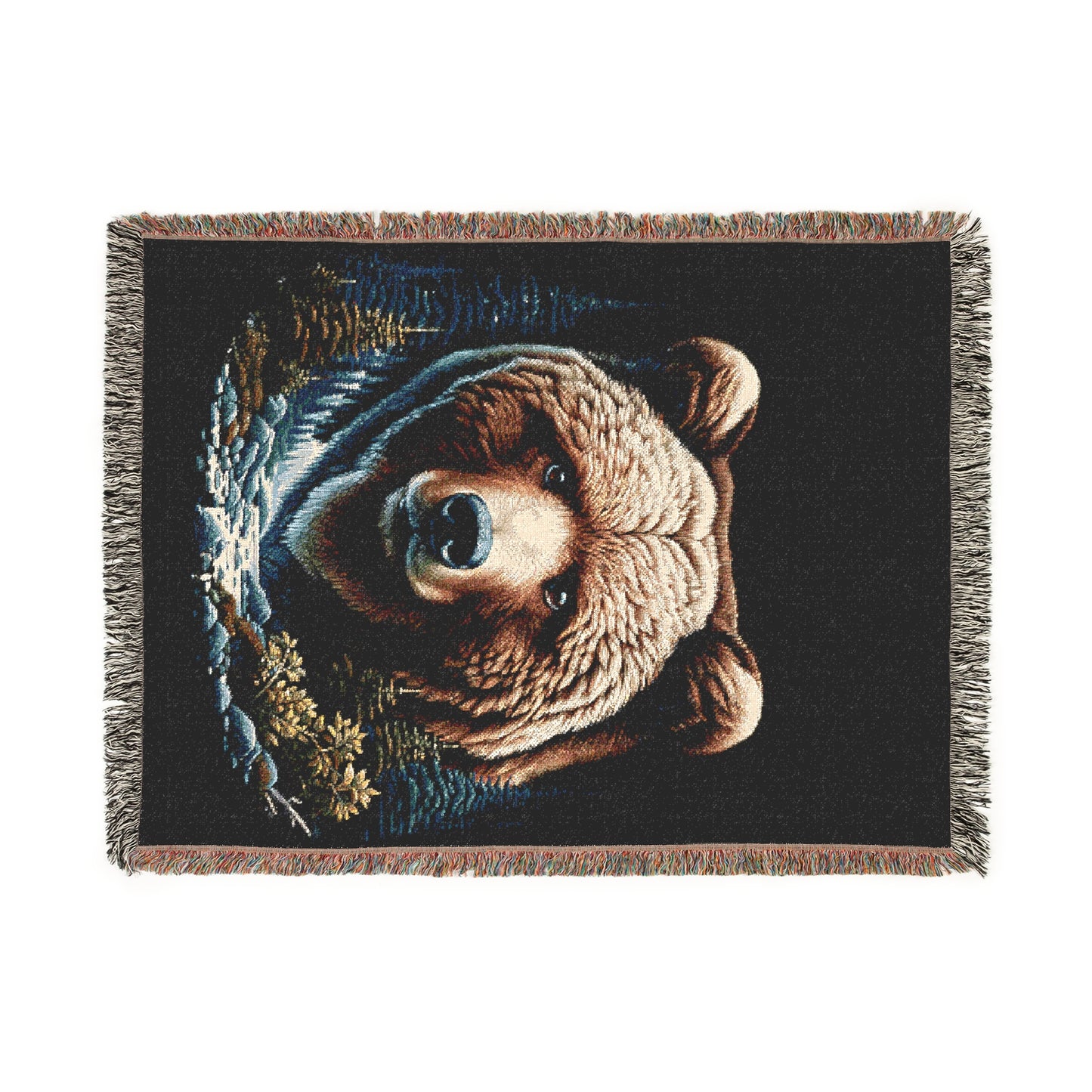 A Bear Illustration Tapestry Woven Blanket