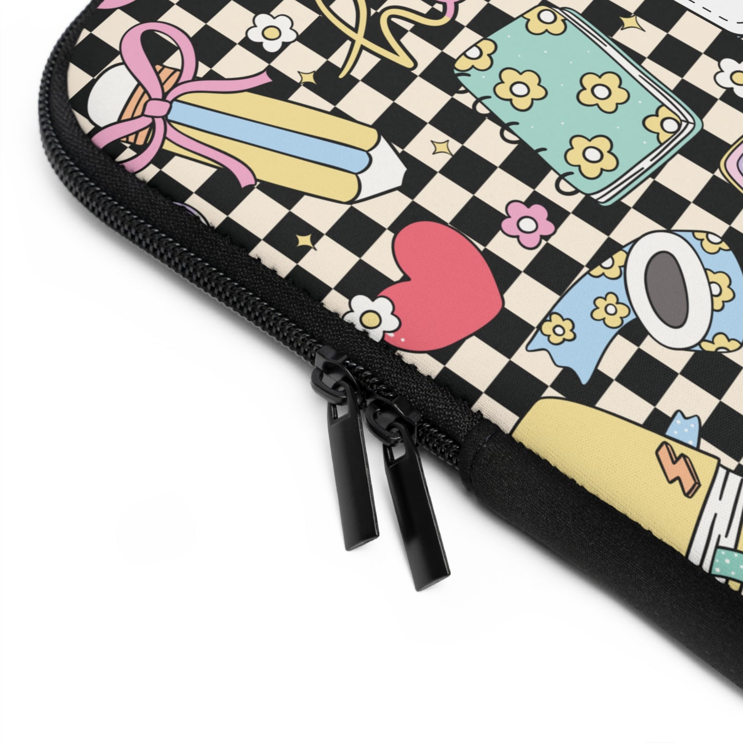 Personalized Black Doodle Daydream Laptop Sleeve with Composition Book Inspired Design, Customizable Tech Case, School Supplies, Gift for Students, College Essentials, Back to School