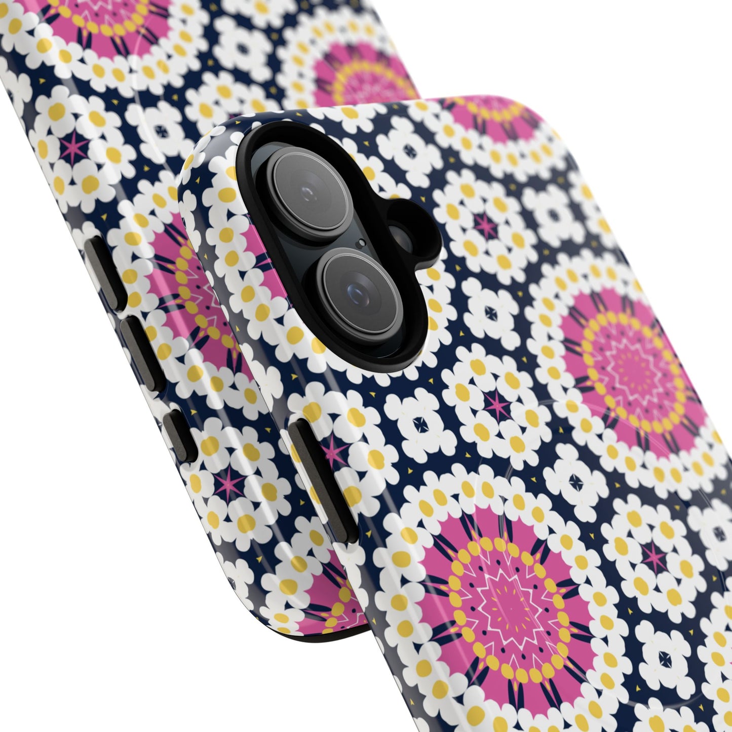 Petal Prism Pop Tough Magnetic iPhone Case, Tough Protection, Unique Design, Gift for Her, iPhone Accessories, Boho Style, Floral MagSafe Accessory.