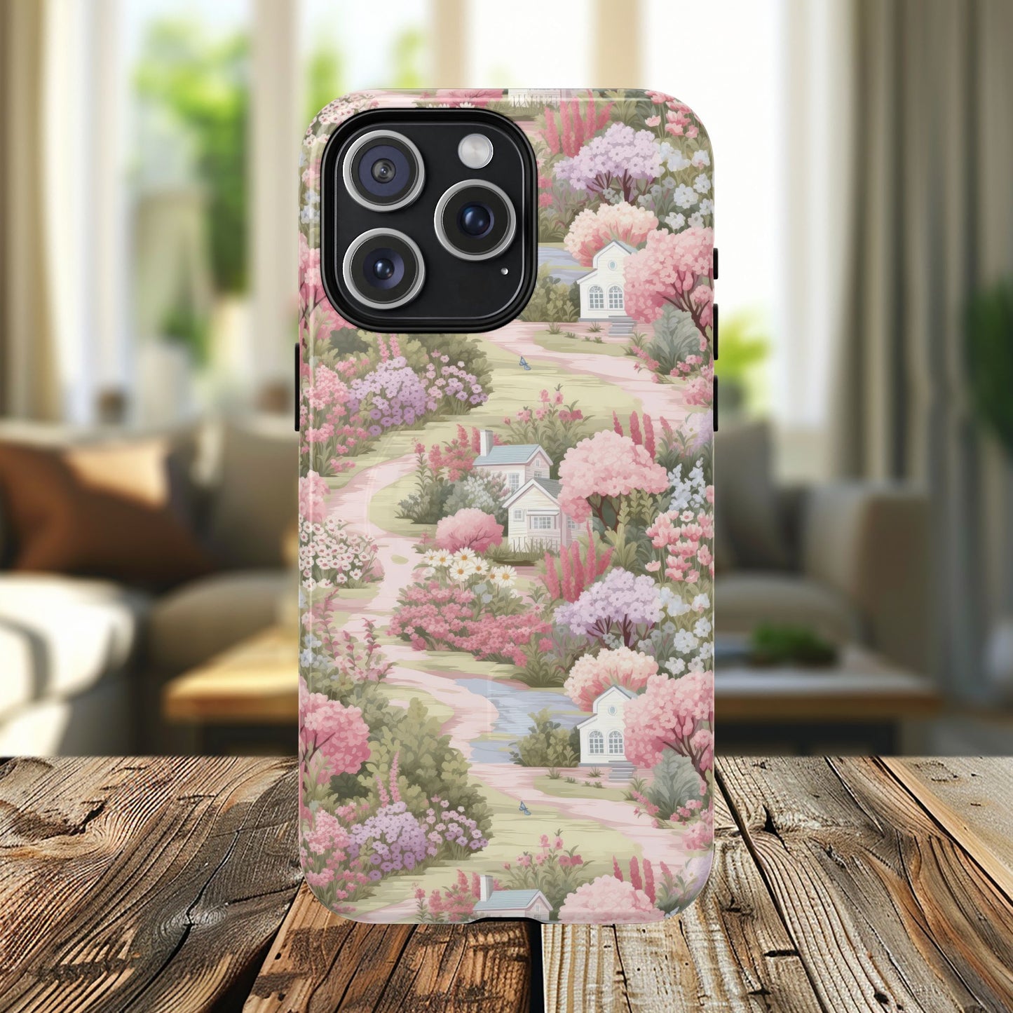 Whispers of Spring Lane Tough iPhone Magnetic Case, Floral iPhone Protection, Gift for Nature Lovers, Spring Accents, Durable Design, Customizable iPhone Cases