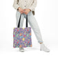 Personalized Purple Doodle Daydream Composition Book Inspired Canvas Tote Bag with Colorful Straps, Cute School Bag, Eco-Friendly Tote, Back to School Shopping Bag, Teacher Gift Idea