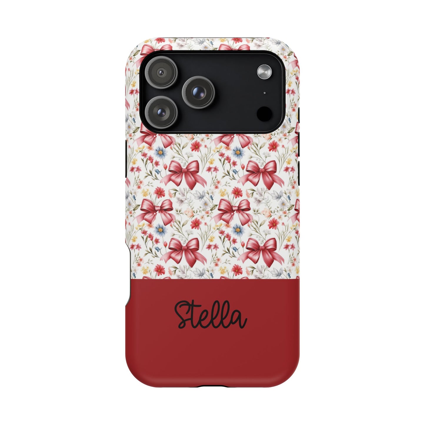 Personalized Rosette Coquette Floral Bow iPhone and Samsung Impact-Resistant Case — Custom Name Case