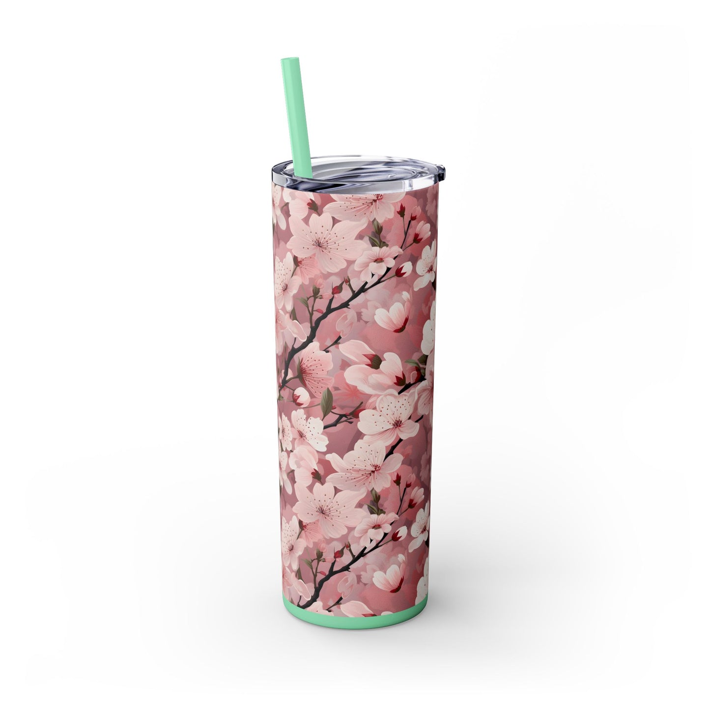 Cherry Blossom Skinny Tumbler with Straw - 20oz Floral Drinkware