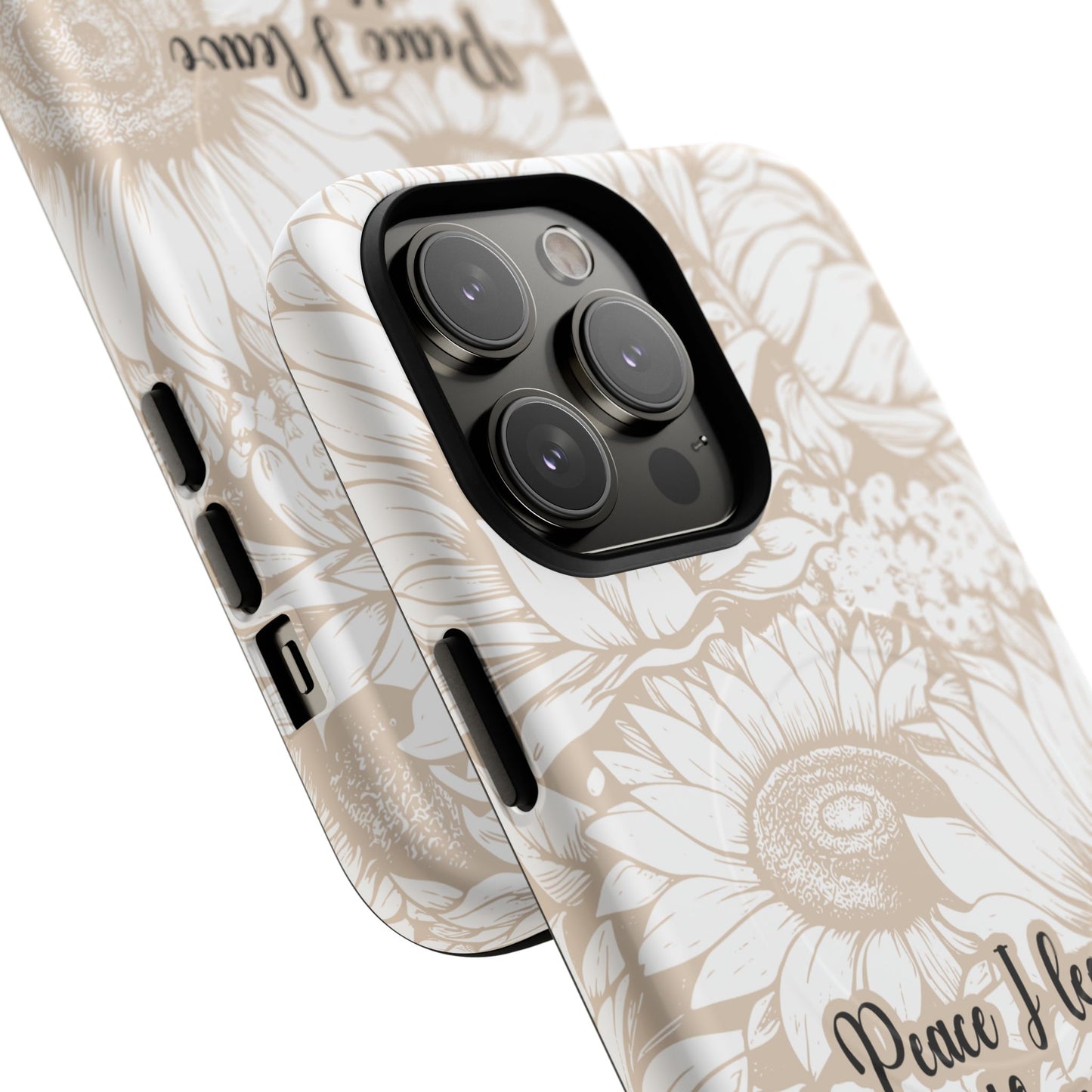 Peace I Leave with You John 14:27,Tough iPhone Magnetic MagSafe® Case Scripture, Sunflower Bible Verse,  iPhone® 13,  14, iPhone 15, iPhone 16, 17, Pro, Pro Max, Plus Cases.