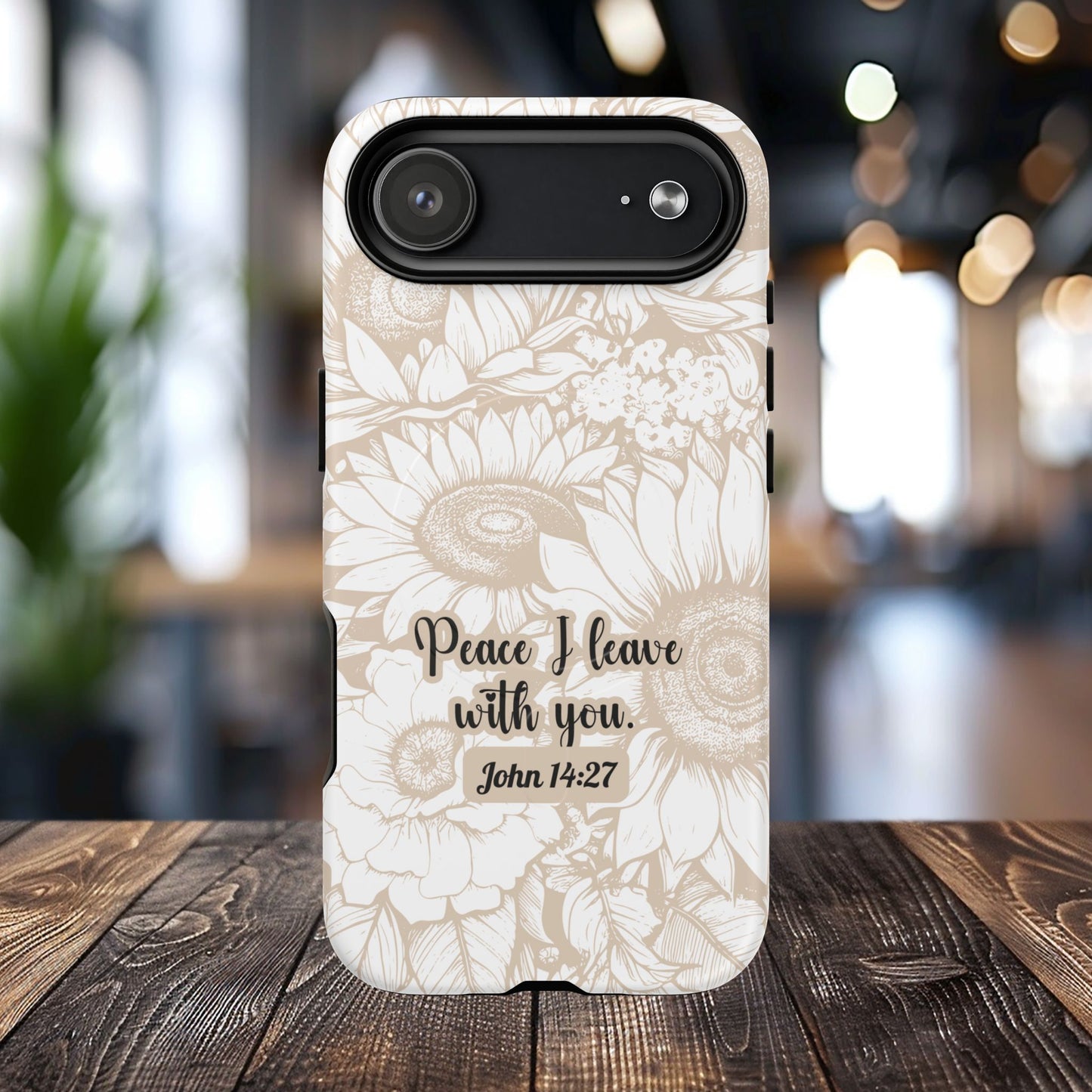 Peace I Leave with You John 14:27,Tough iPhone Magnetic MagSafe® Case Scripture, Sunflower Bible Verse,  iPhone® 13,  14, iPhone 15, iPhone 16, 17, Pro, Pro Max, Plus Cases.