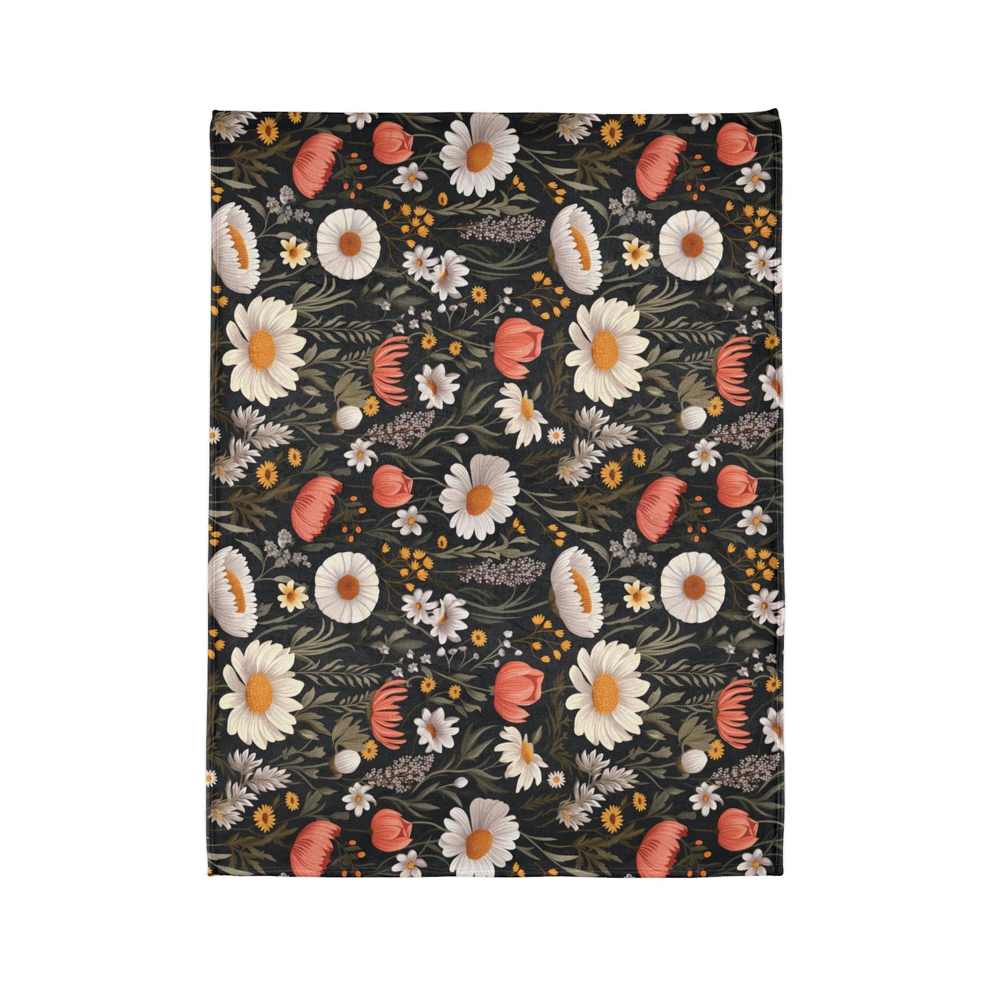 Blossom Elegance: Noir Garden Soft Minky Blanket''