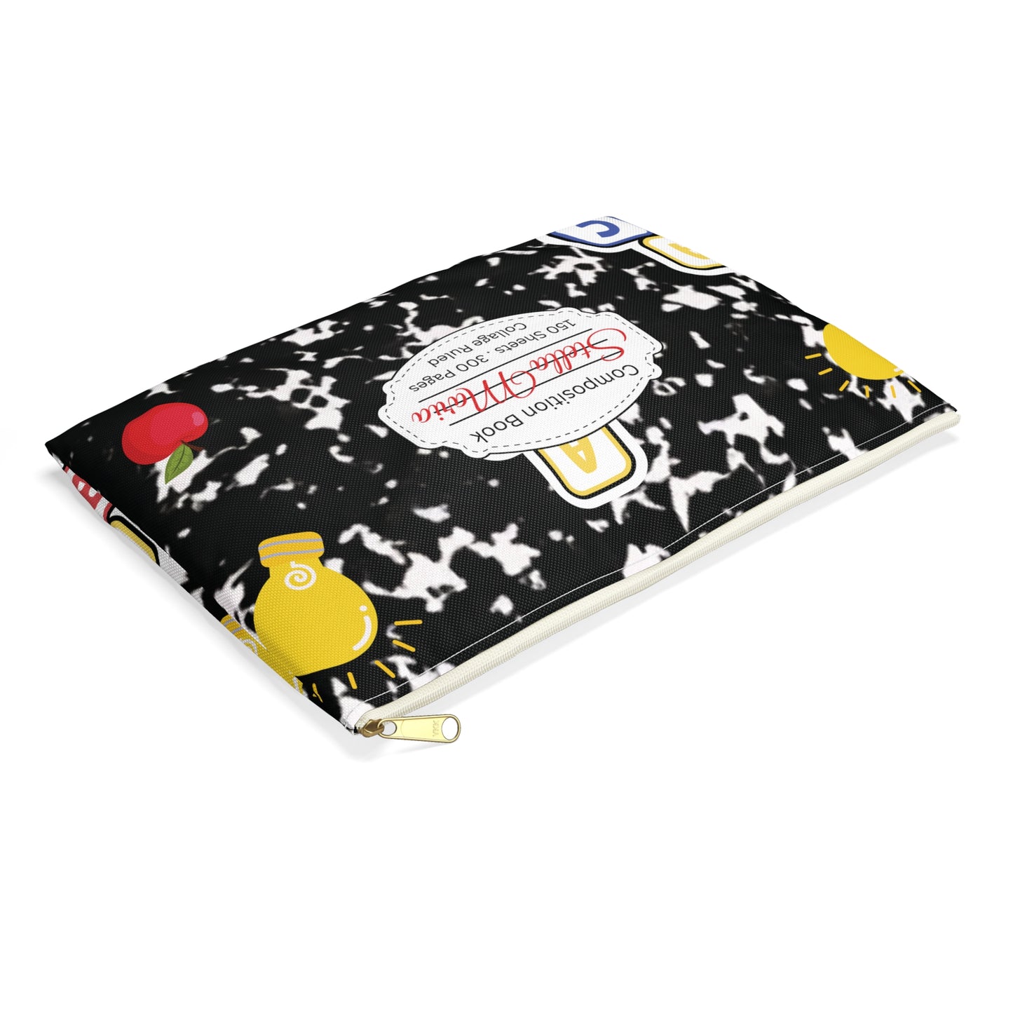 Personalized Black Composition Book Inspired Accessory Pouch, Kids School Supplies, Classroom Organizer, Teacher Gift, Fun Stationery Case, Back to School