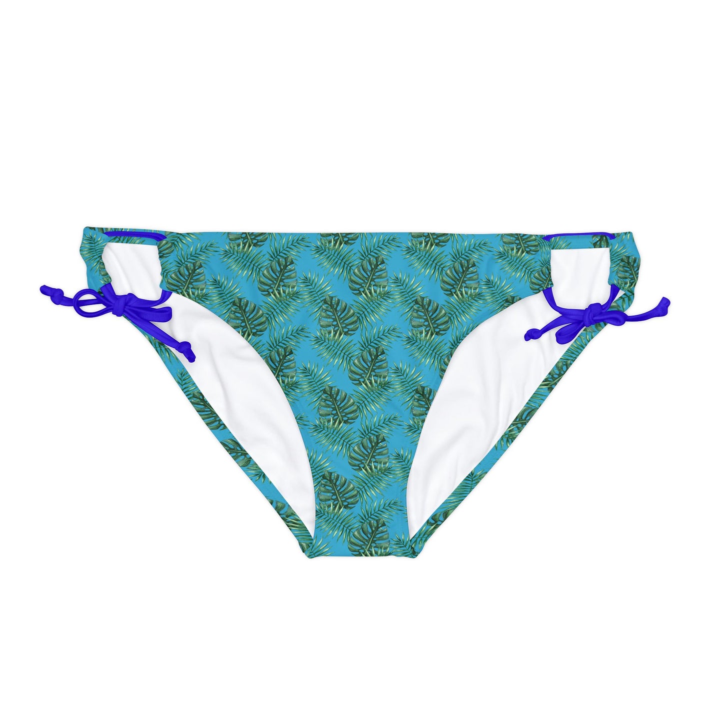 Turquoise Tropical Bliss Loop Tie Side Bikini Bottom (AOP)