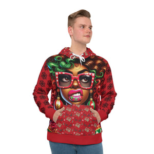 That Ugly Christmas Men's Hoodie with All-Over Print Design - Silky Smooth Polyester Fabric