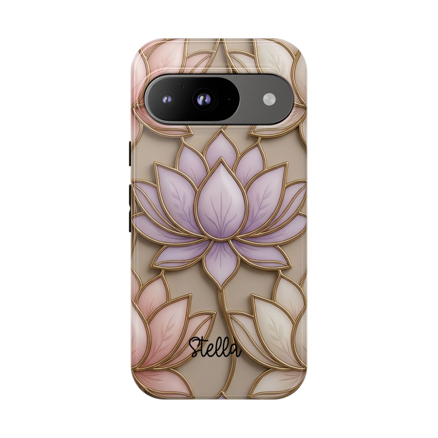Personalized Lotus Floral Stained Glass Effect Tough Phone Case