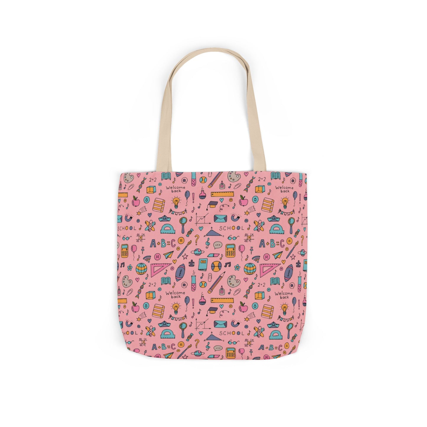 Personalized Pink Chalkboard Chic Composition Book Inspired Canvas Tote Bag with Colorful Straps, Cute School Bag, Eco-Friendly Tote, Back to School Shopping Bag, Teacher Gift Idea